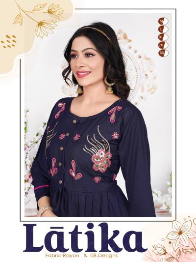 TRENDY LATIKA BY LATIKA DESIGNER REYON PLAIN GOWNS WHOLESALER IN INDIA